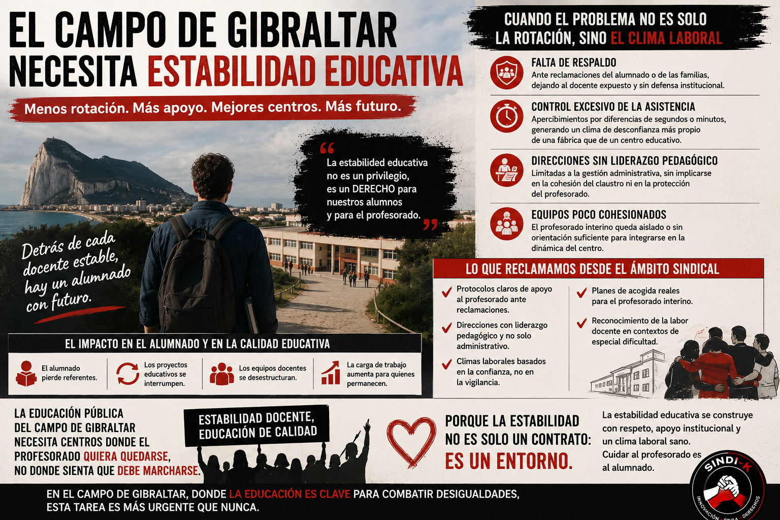 La precariedad del profesorado interino en el Campo de Gibraltar: cuando la inestabilidad no solo viene de la administración - SINDI-K